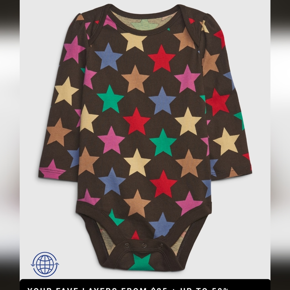 Gap Baby 100% Organic Cotton Mix&Match Star Onesie NWT 0-3m, 6-12m & 12-18m